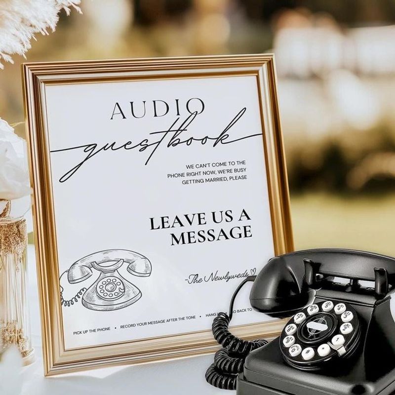 Vintage rotary phone audio guestbook for spoken messages