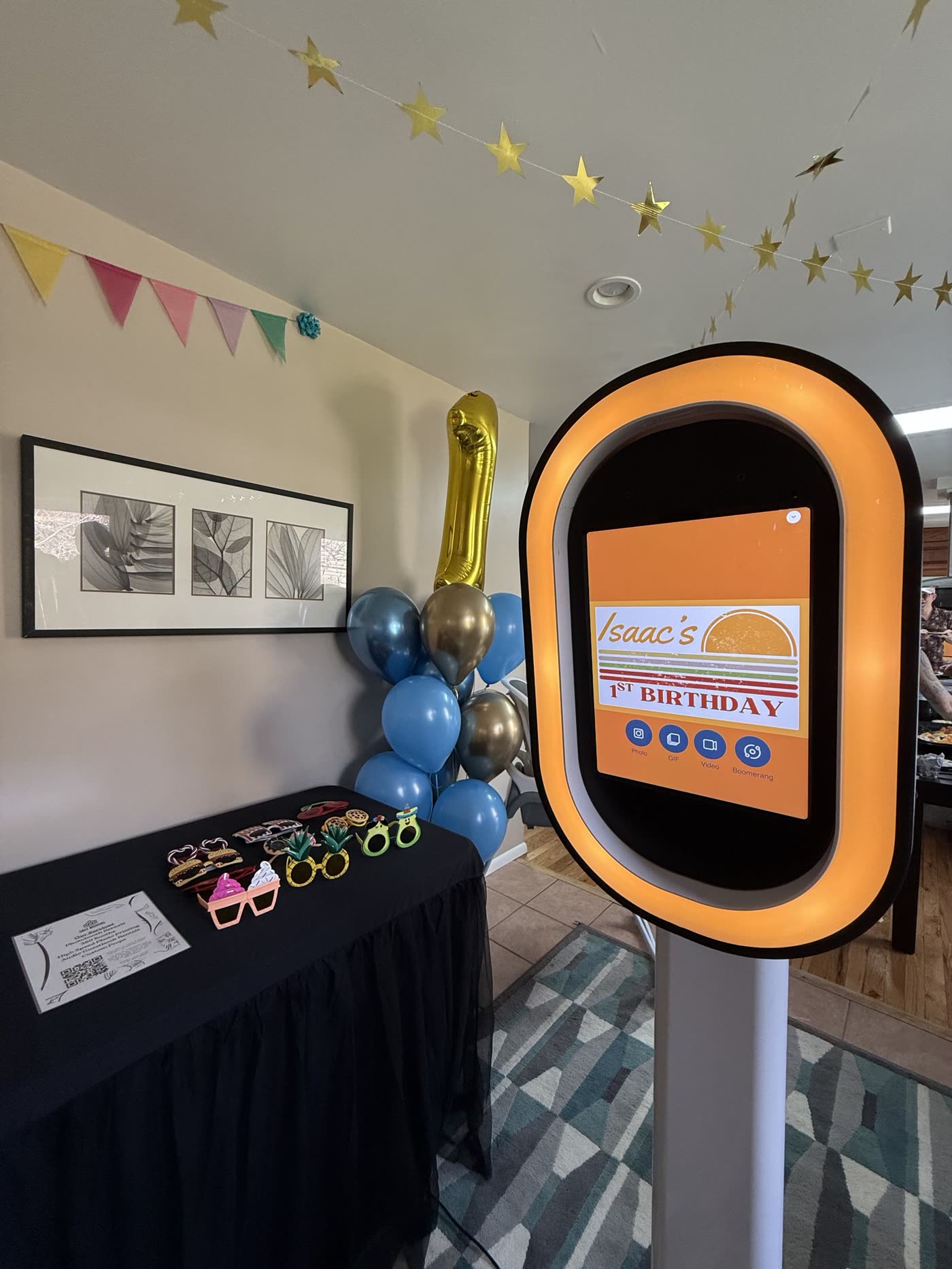 First birthday photo booth setup